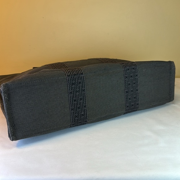 Hermes Heavy Canvas Vintage Zip Tote Gray w/H Design on Web straps Holds Laptop - Picture 8 of 14